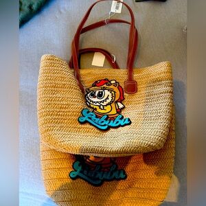 Set of Two Labubu NWT Straw Bags with Zipper top